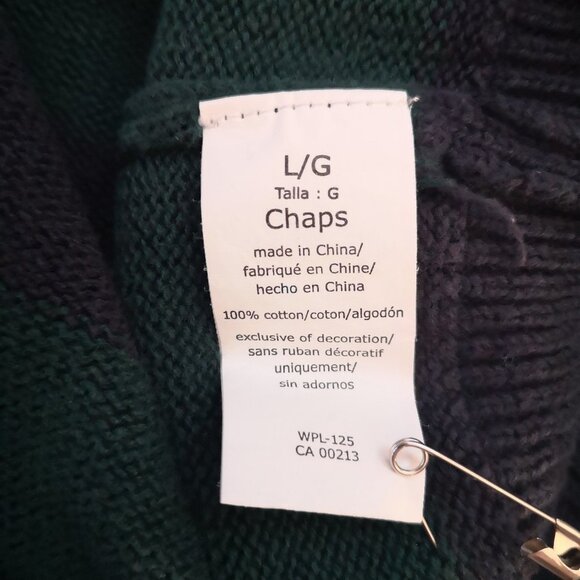 Chaps Men's Size Large 1/4 Zip Loose Fit Navy & Green Long Sleeves Sweater - Picture 6 of 9